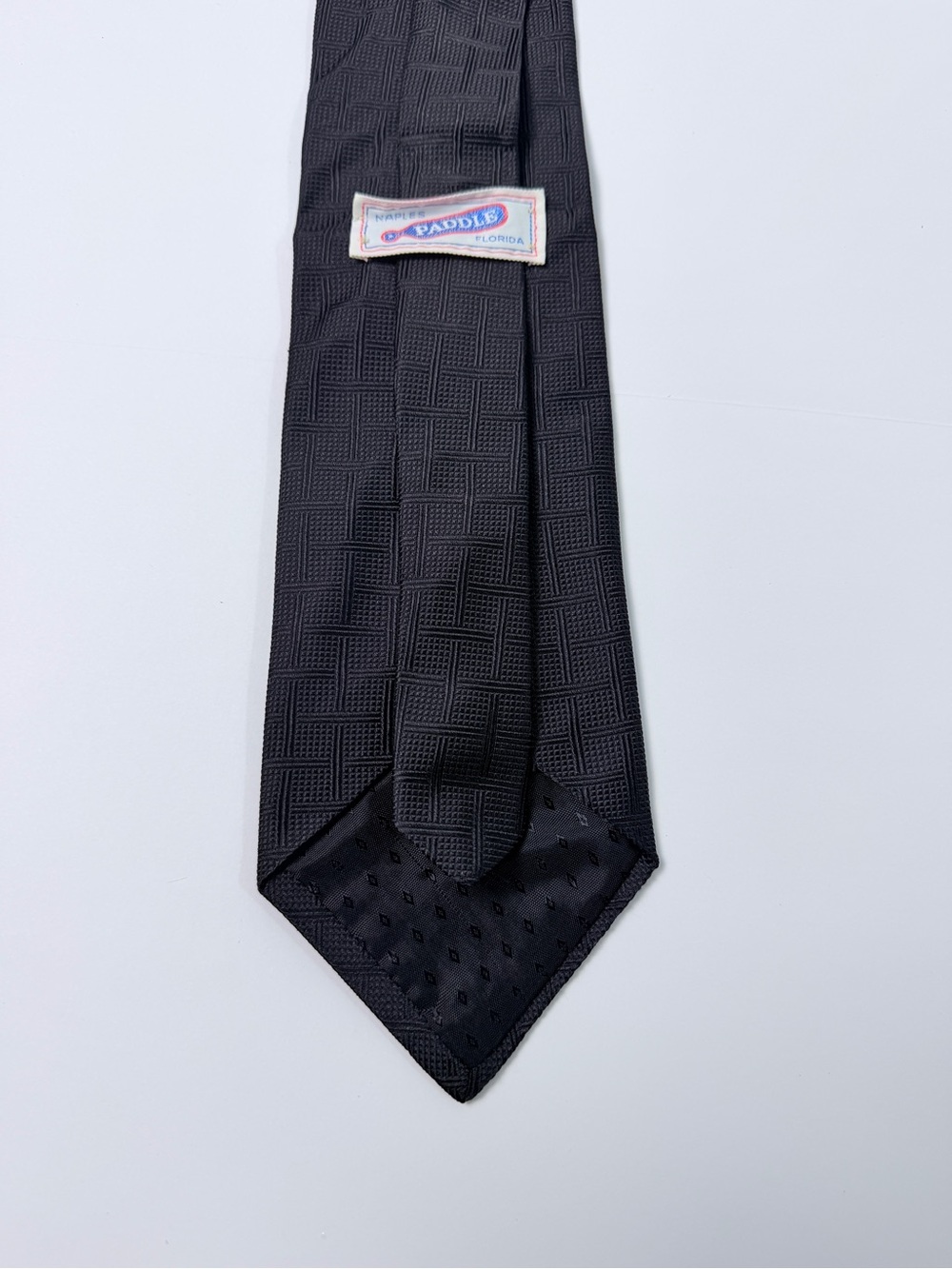 Naples Paddle Florida Men’s Black Textured Necktie Woven Geometric Basketweave